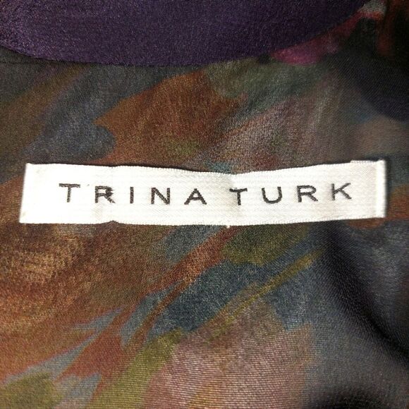 Trina Turk Floral Print Dress Sleeveless Pleated Mini Party Cocktail Size EUC 4 - Picture 10 of 13